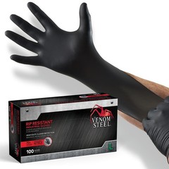 Industrial Nitrile Gloves, Chemical Resistant Disposable Black Gloves, Latex-…