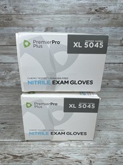 Premier Pro Plus Nitrile Exam Gloves Powder free 2 Boxes Size X-LARGE *See Date*