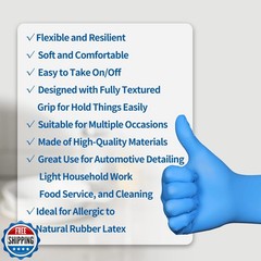 Daddy’s Choice Disposable Blue Nitrile Gloves, Size Large, No Lat
