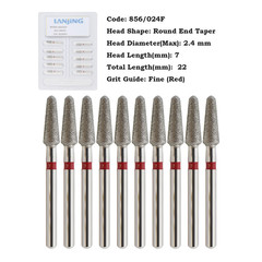 Dental Diamond Burs FG Round End Taper 856 850 Super Coarse Fine High Speed Burr
