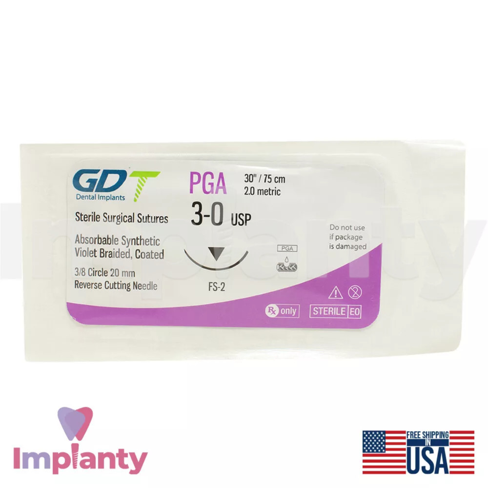 GDT Dental PoIygIycoIic (PGA) Suture 12pcs Elastic Sterile Individual Packs