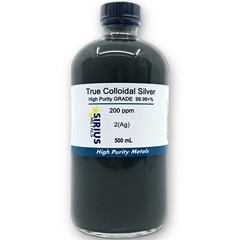 True Colloidal Silver – 200 ppm – 500 mL (16.9 Fl Oz) in Clear Glass Bottle