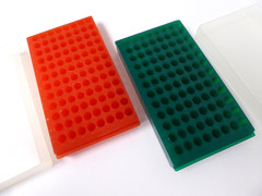 2 SETS 96-well reversible PP tube rack w/lid for 0.5, 1.5, & 2.0mL microtubes