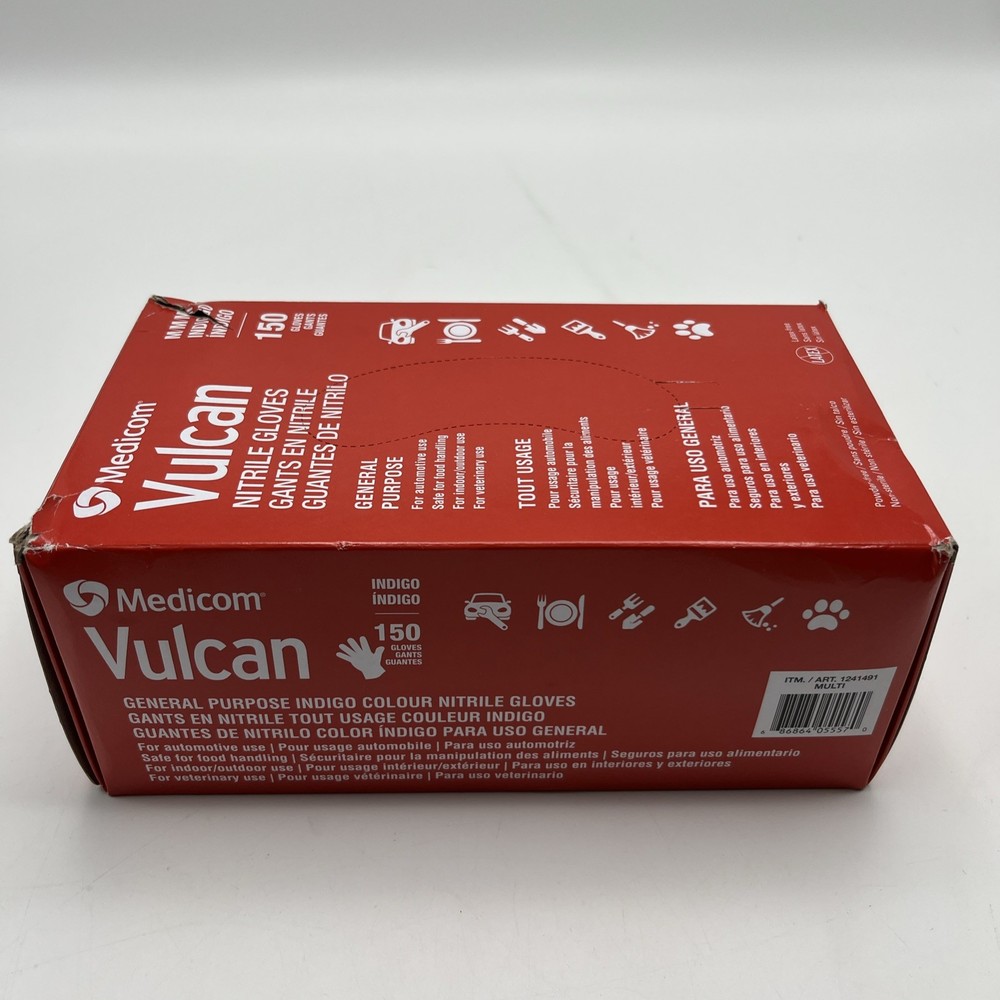 MEDICOM Vulcan Latex-Free Indigo Nitrile Gloves, Size M – 150 Count
