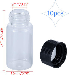 5mL(1/6 oz) Mini Clear Glass Vials with Plastic Screw Caps for Travel Jewelry Cr