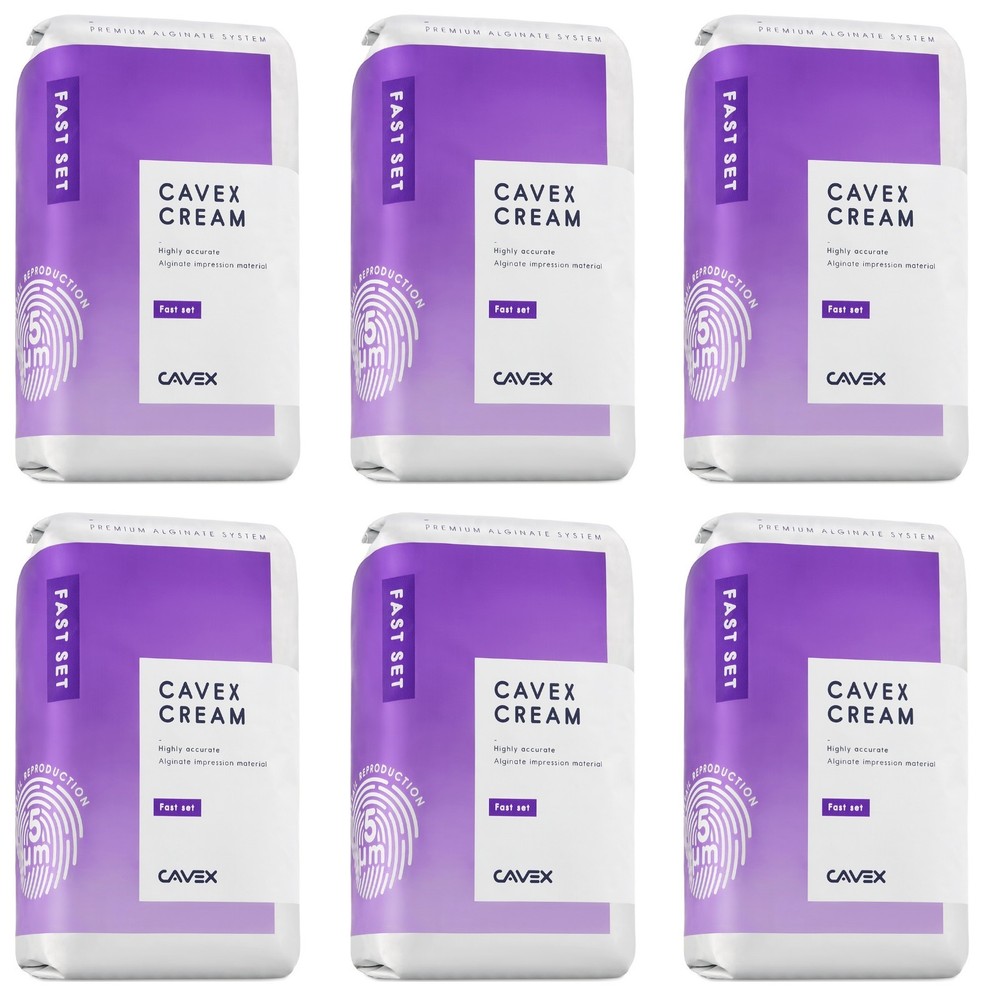 Cavex Cream Dental Alginate Fast Set (60s) – 500g Bubble‑Gum, Scan (Pack of 6)