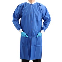 JMU 10/50✖ Disposable Lab Coats for Men Women Snaps Full Sleeve SMS Blue Medical