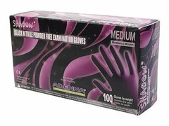 Adenna SHD935 Shadow Nitrile Powder Free Exam Gloves, Medium, Black, 100 Count