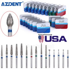 100Pcs Dental Diamond Burs High Speed Handpiece Friction Grip 20 Type FG AZDENT