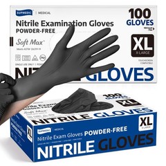 Supmedic Disposable Nitrile Gloves, Chemical X-Large, X-large (Black)
