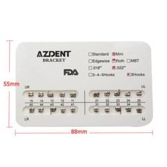 AZDENT Orthodontic Dental Brackets Roth MBT.022/.018 Hooks/Niti Round Arch Wire