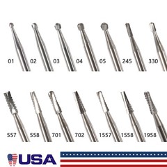 Dental Tungsten Carbide Burs Round Pear FG 557 330 For High Speed Handpiece 19mm