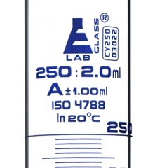 Eisco Labs 250ml Graduated Cylinder, Class A – Blue Graduations, Round Base