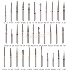 100pcs Dental Diamond Burs For High Speed Handpiece Medium Friction Grip 1.6mm