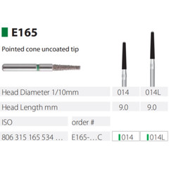 Dental MDT Pointed Cone With Rounded Smooth Tip E165 FG End0 Burs Ø0.14mmX9.0mm