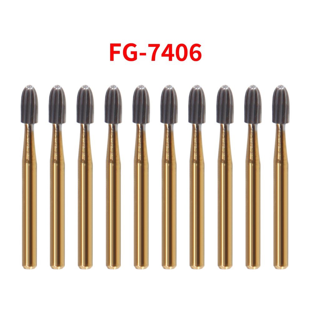 10-100pcs Dental Bur Trimming & Finishing Gold Bur Carbide FG 7404/7406 /7408 ty