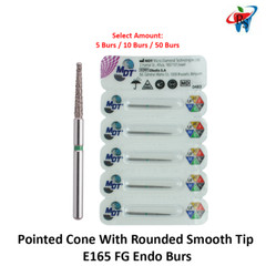 Dental MDT Pointed Cone With Rounded Smooth Tip E165 FG End0 Burs Ø0.14mmX9.0mm