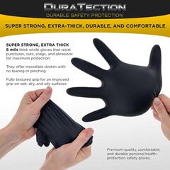 Dura-Gold Heavy Duty Black Nitrile Disposable Gloves, 6 Mil – Latex Free, Pow…