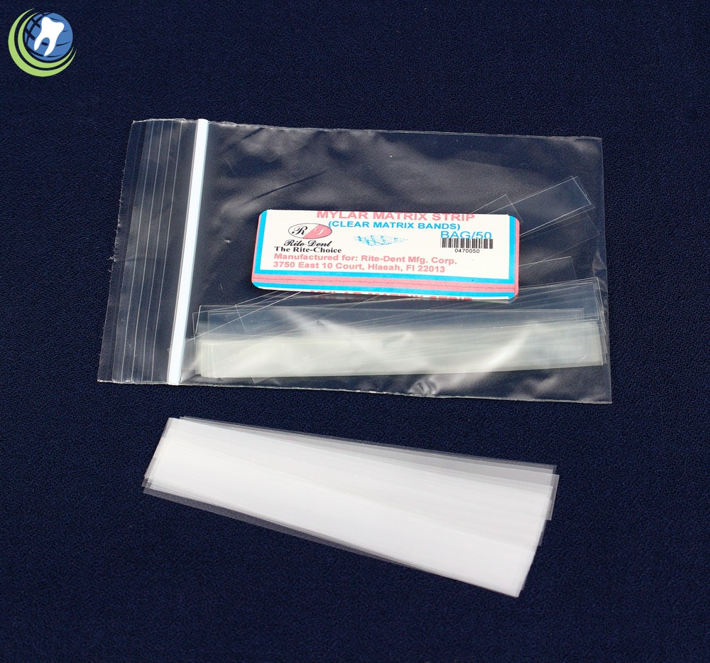 Dental Mylar Matrix Celluloid Clear Strips 3.66″ L x 0.35″ W x .002″ D 50/Bag