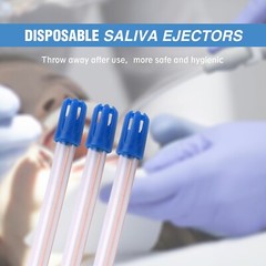 200 (2 Bags) CLEAR/BLUE Disposable Dental Saliva Ejector Evacuation Suction Tips