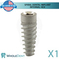 X1 Dental Sterilized Spiral Titanium, Multiple Sizes, Int Hex Connection 2.42mm
