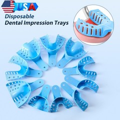 AZDENT Dental Autoclavable Impression Trays Perforated Plastic 12Pcs/Bag