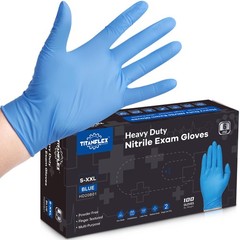 TitanFlex Nitrile Exam Gloves, Blue, 6-mil, XL, Box of 100, Heavy Duty Nitril…