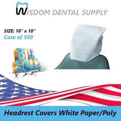 Safedent H50138 – Dental Headrest Covers White Paper/Poly 10”x10” 500/Case