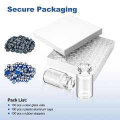 100PCS 2/3ml Glass Vials Headspace Vials Lab Sample Vials with 13mm Caps New