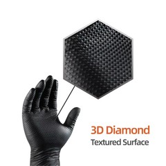 MotorPower Care 8 mil Heavy Duty Diamond Texture Grip Gloves Disposable Nitri…