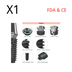 1pcs Cybermed Spiral Internal Hex Self Drilling Fixture for Dental Int Hex RP SP