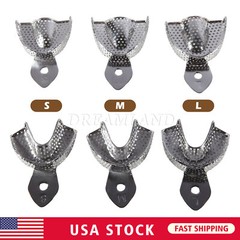 Dental Impression Trays Stainless Steel Perforated 6PC Upper+Lower S/M/L SKYSEA