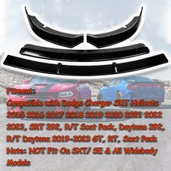 4PCS Front Bumper Lip Splitter 15-23 Dodge Charger SRT Hellcat Scat Pack Black