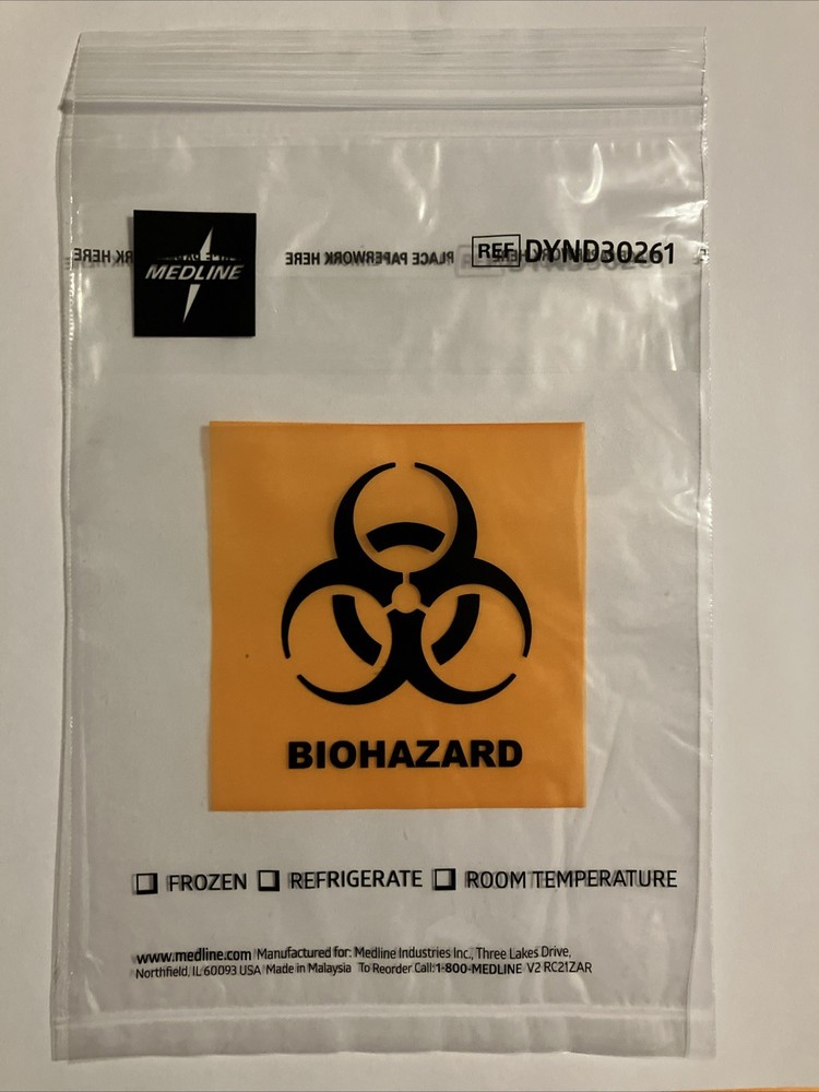 100-Pack 6″ x 9″ Biohazard Specimen Bags With Extra Pocket