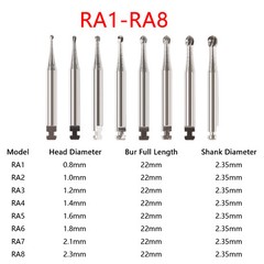 1-10 Dental Round Carbide Burs For Slow Speed Contra Angle Latch Type RA #1-8