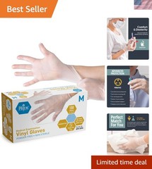 Clear Vinyl Exam Gloves – 100 Medium Powder-Free, Water-Resistant & Versatile