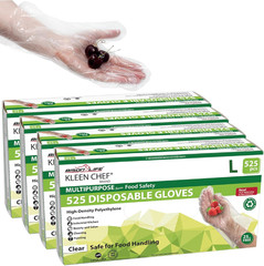 KLEEN CHEF Disposable Food Handling Long Cuff Cleaning Poly Gloves, One Size Fit