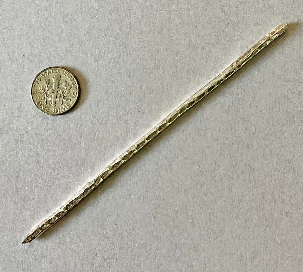 99.9%+ pure SILVER Anode / Cathode rough cut rod about: 7.5 g / 3mm dia X 5 in