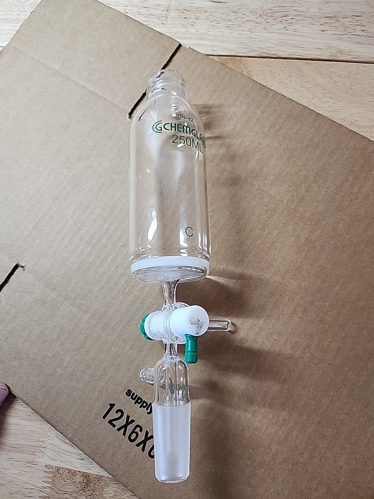 Chemglass GL-32 250mL C Glass Solid Phase Peptide Synthesis Vessel
