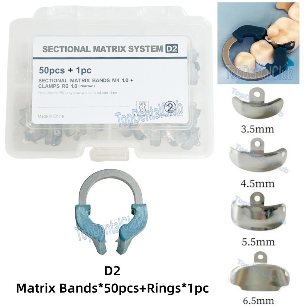 D2 Dental Sectional Contoured Matrix System Matrice Bands Clip Clamp Holder Ring