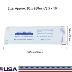 200 pcs 3.5″ x 10″ Self-Sealing Sterilization Pouches Sterilizer Bags Autoclave