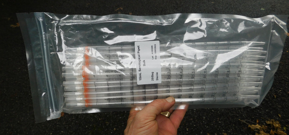 10mL Serological Pipet Sealed Bag of 25 Sterile but Exp. 02032023