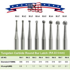 Dental Carbide Round Ball Bur Burs RA for Slow Speed Handpiece Latch Type