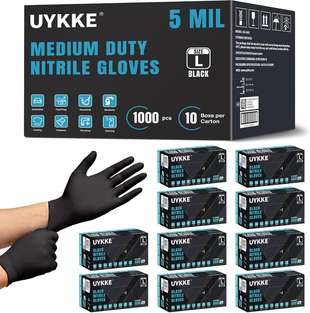 5 Mil Nitrile Black Gloves Disposable Latex Free Rubber Mechanic Household Clean