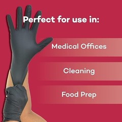 Dealmed Black Nitrile Exam Gloves Disposable Medical First Aid Multi-Purpose