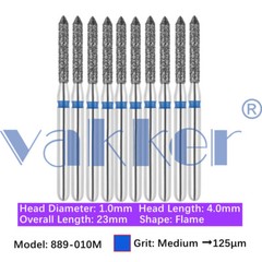 10pc/pk Diamond Burs FG Flame Super Fine Medium Coarse Grit High Speed 862 863