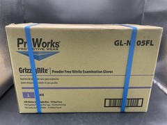 1 Case Of 10 Boxes ProWorks GL-N107FL Examination Gloves Black Nitrile L 100/box