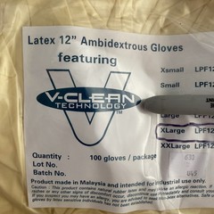 v-clean LPF12-104 latex 12″ ambidextrous gloves ( Lot Of 100 )