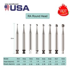 5 Pcs RA-1-8 Round Dental Tungsten Carbide Burs Drills for Low Speed Handpiece