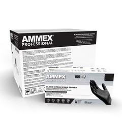 AMMEX Black Nitrile Disposable Exam/Medical Gloves 3 Mil Latex-Free Case of 1000